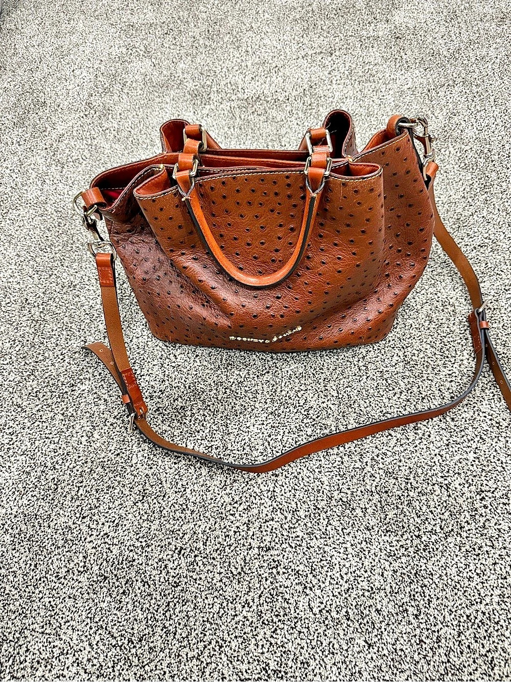Dooney & Bourke Ostrich Satchel Brown Tote Bag